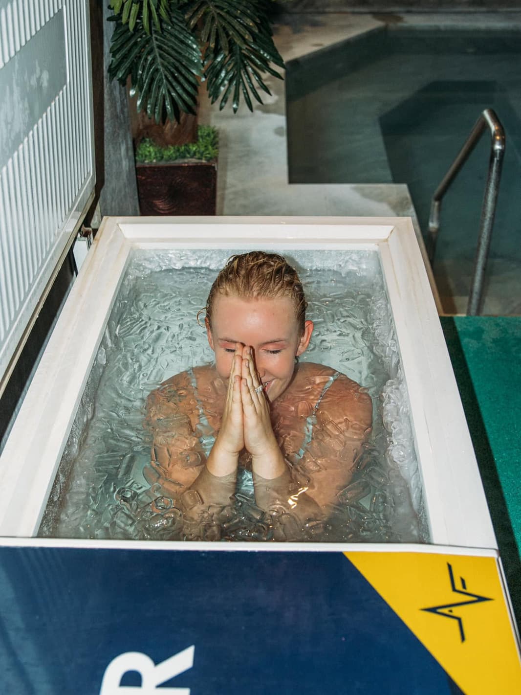 Abbey in an ice bath.
